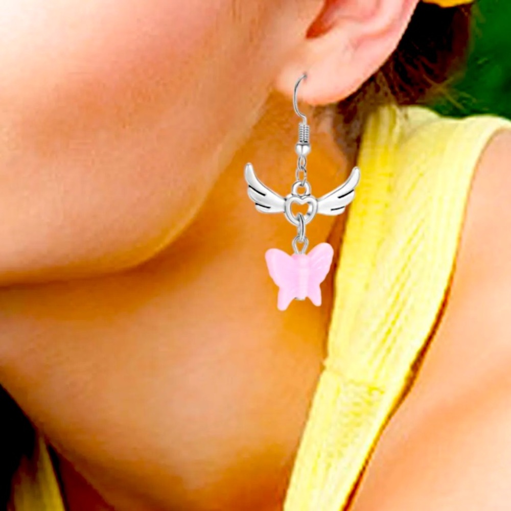 1Pairs Mushroom Earrings For Women Long Pendant Glass Mushroom Earrings